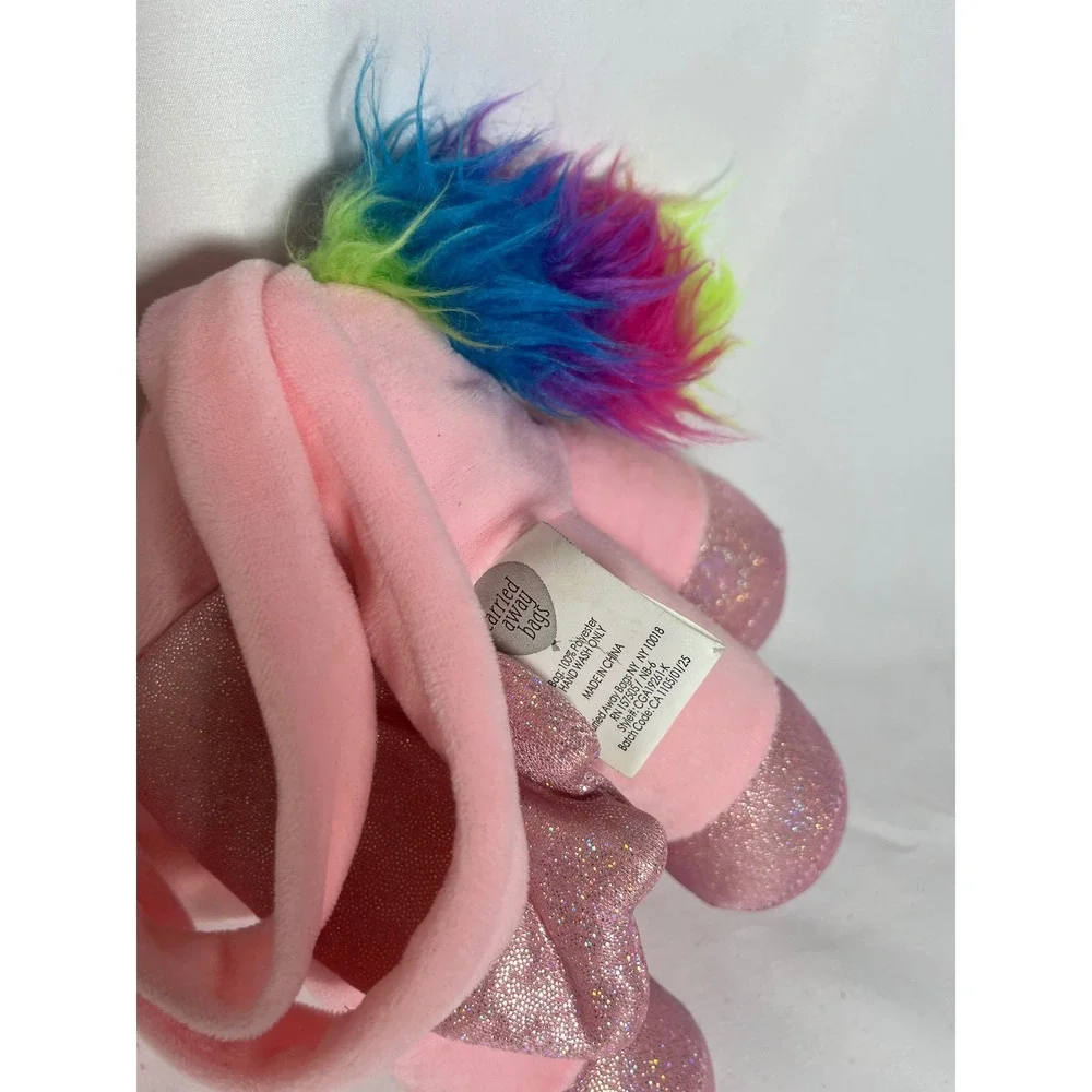 Carried Away Bags Pink Unicorn Plush BackpackRainbowManeGlitter Wings CGN1926L-K
